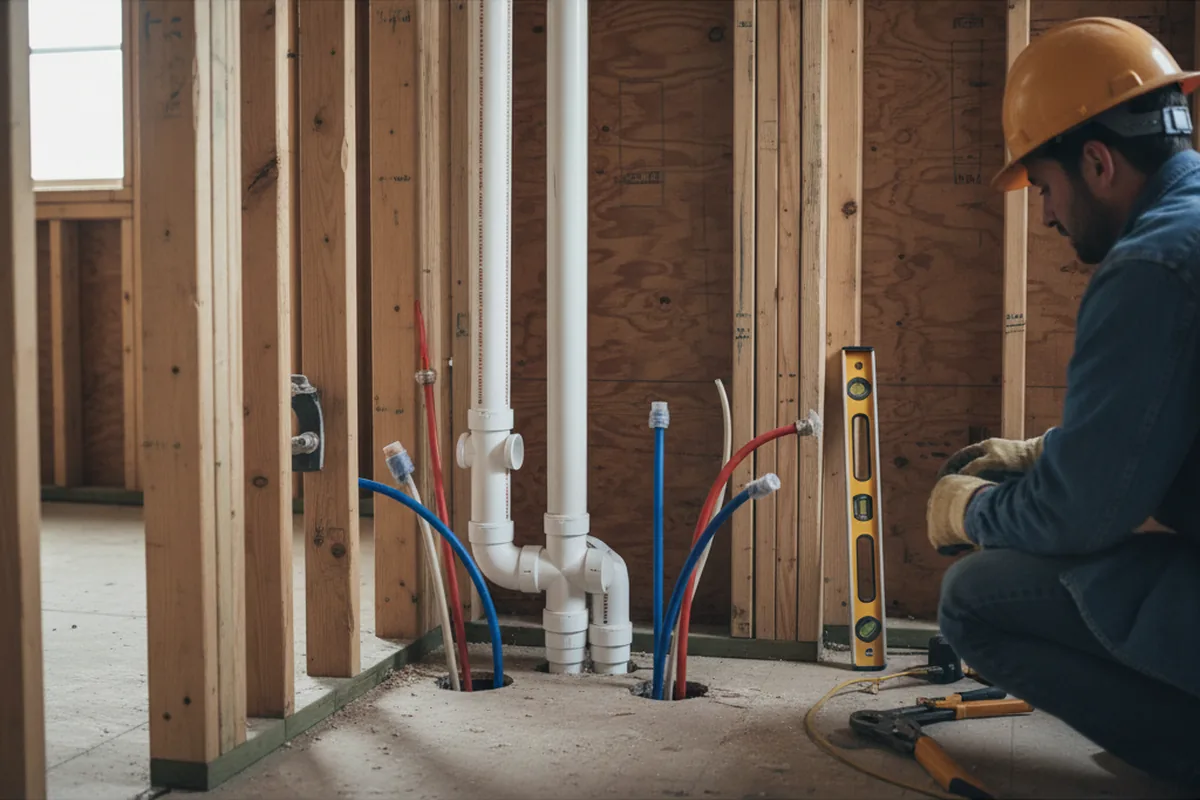 Drain and supply rough-in during Leak Detection in Helena